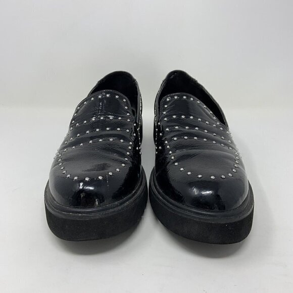 Jane and the Shoe Black Loafer Studded Patent Slip on Shoes Sz 8.5 - Picture 3 of 12